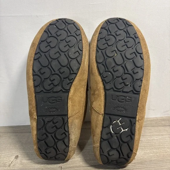 UGG Ascot Mens Approx 10 Chestnut Suede Sheepskin Comfort Slip On Shoes - Picture 6 of 11